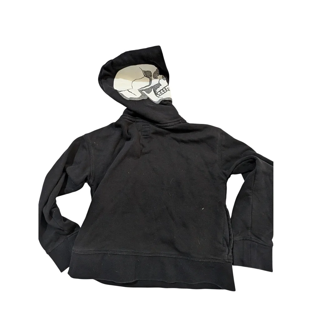 Gap Kids Skeleton Hoodie Black Bone Print Skull Hood Sweatshirt Size M 8